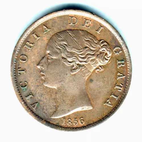 イギリス。 1856 ビクトリア - 半ペニー、非常に光沢のある - aU/UNC