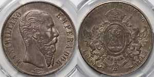 PCGS AU55 メキシコ 1866-Mo ペソ マクシミリアン メキシコシティ造幣局 Unc 銀貨について