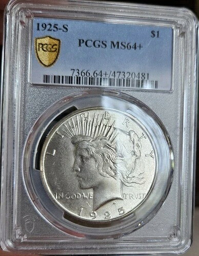 1925-S ピースシルバードル - PCGS - MS-64+ ブラストホワイト