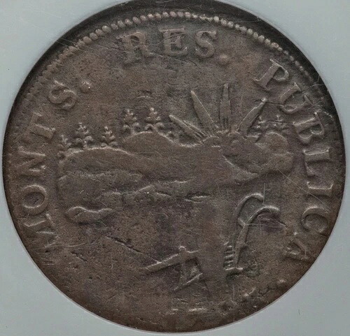 1785年 バーモント風景銅貨 VERMONTS RR-2 NGC VF35 証明書番号 671501-002