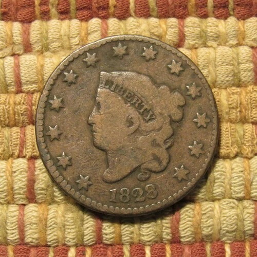 1828年製 コロネット ラージ セント、VG ~ 重大な欠陥のない良好なオリジナル品画像