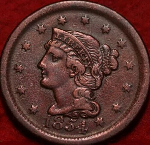 ???? 1854 フィラデルフィア造幣局銅編組ヘアラージセント アメリカ-