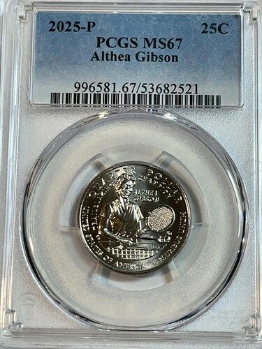 2025年 P アルシア・ギブソン 25セント PCGS MS67 女性用クォーター