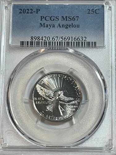 2022年 P マヤ・アンジェロウ 25セント PCGS MS67 アメリカ人女性用クォーター|WORLD RESOURCE【QUEEN店】