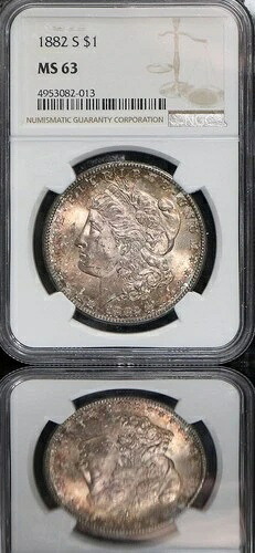 1882年 S モルガン銀貨 NGC MS 63 ~ 両面オリジナルバッグトーニング|WORLD RESOURCE【QUEEN店】