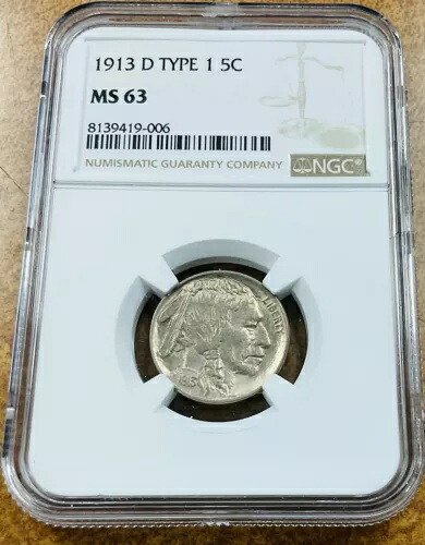 1913-D タイプ1 バッファローニッケル NGC MS 63｜WORLD RESOURCE【QUEEN店】