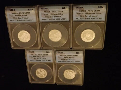 2012年 -S クォーター 5枚セット シルバーコイン ANACS PR 70 DCAM|WORLD RESOURCE【QUEEN店】