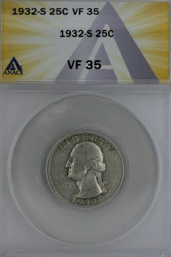 1932年-S 0.25 ANACS VF 35 ワシントンクォーター シルバー 25セント-｜WORLD RESOURCE【QUEEN店】