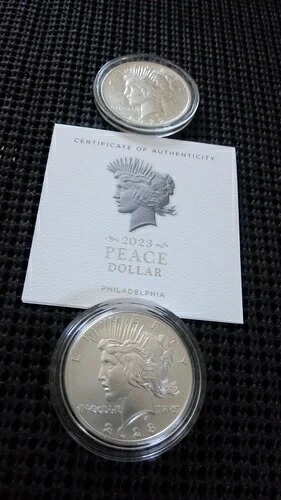 2023-P 未流通ピースシルバードル(鑑定書付き)&1922年ピースシルバードル|WORLD RESOURCE【QUEEN店】