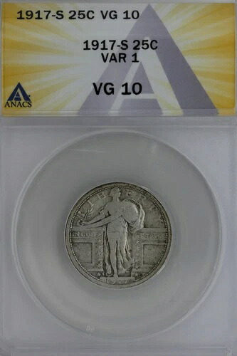 1917-S .25 ANACS VG 10 VAR 1 スタンディングリバティクォーター、リバティ25セント｜WORLD RESOURCE【QUEEN店】 46,860円