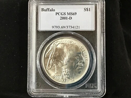 2001-D バッファロー銀貨 PCGS MS69 宝石 BU B0506|WORLD RESOURCE【QUEEN店】