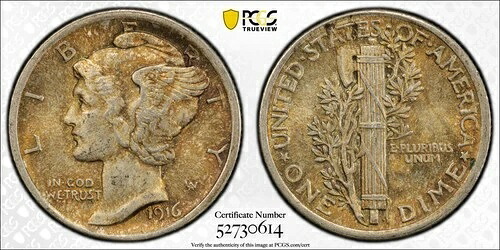 1916年 P マーキュリーダイム PCGS MS-63 マーキュリー|WORLD RESOURCE【QUEEN店】