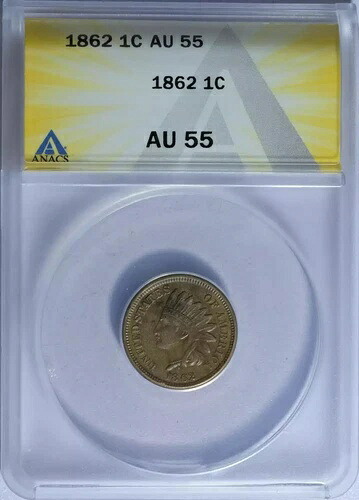1862年 P スモールセント インディアンヘッド ANACS AU-55|WORLD RESOURCE【QUEEN店】