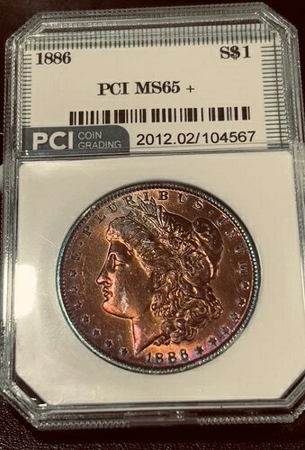 1886年 モルガン銀貨 ヴィンテージ PCI 65 + カラフルトーニング|WORLD RESOURCE【QUEEN店】