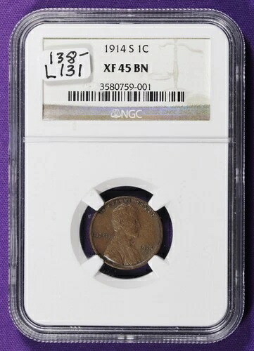 1914年頃のリンカーン・ヘッド・セント。NGCホルダー入り。XF 45 BN。L131｜WORLD RESOURCE【QUEEN店】
