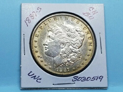 1887-S モーガン シルバードル 美しいゴールドトーンリム CH BU #3030519-63F|WORLD RESOURCE【QUEEN店】