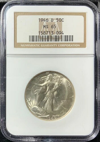 1946 D MS65 NGC 50C シルバー ウォーキング リバティ ハーフ PQ ブラスト ホワイト ラスター-|WORLD RESOURCE【QUEEN店】