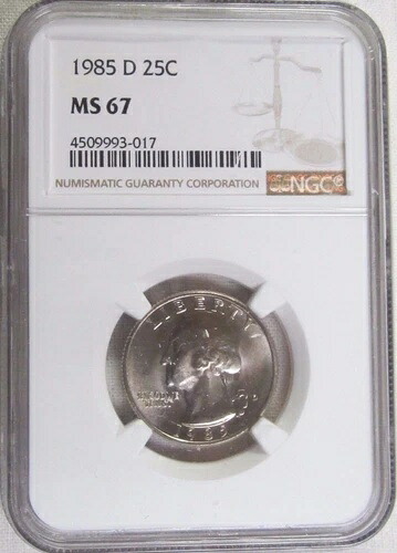 1985 D ワシントン クォーター - NGC MS 67 (3-017) ガイド $325｜WORLD RESOURCE【QUEEN店】