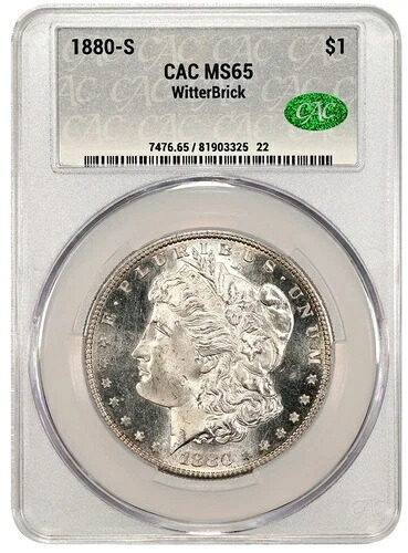 1880年 S $1 モルガン銀貨 CACG MS65 CAC ウィッターブリック銀ラベル *J39｜WORLD RESOURCE【QUEEN店】