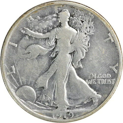 1919-D ウォーキング・リバティ・シルバー・ハーフドル F 未認定 #240