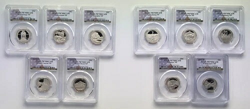2010 & 2011 S 10枚組コイン CLAD PCGS 70 DCAM プルーフ 国立公園 クォーターセット｜WORLD RESOURCE【QUEEN店】