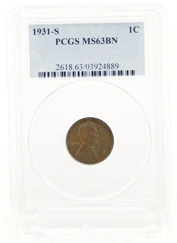 リンカーン ウィート ペニー 1931-S、PCGS MS63 BN 認定、証明書検証番号 03924889｜WORLD RESOURCE【QUEEN店】