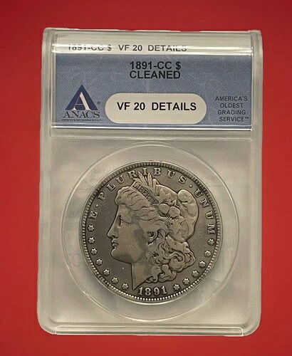 1891 CC MORGAN VF 20 詳細 Cleand ANACS