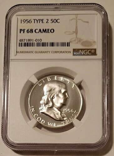 1956年 フランクリン ハーフダラー タイプ2 プルーフ PF68 カメオ NGC