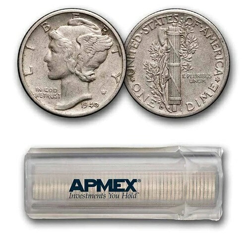 1940-D マーキュリーダイム 50枚ロール 平均発行枚数