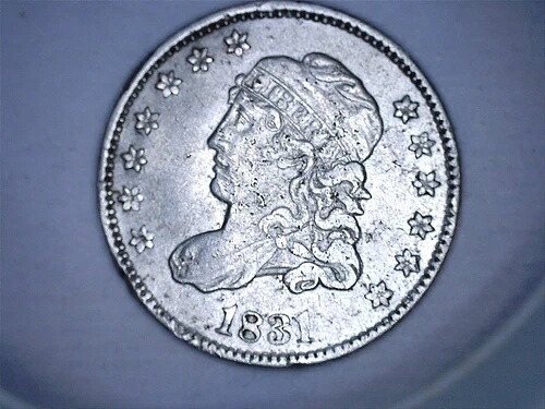 1831年製 米国製 キャップドバスト ハーフダイム 流通銀貨 .900ドル (US-7479)