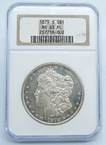 1879年 S モーガン銀貨 $1 NGC MS 63 PL オールドホルダー - U795