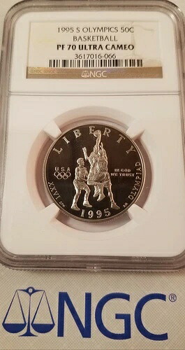 1995-S バスケットボール NGC PF70 記念クラッド ハーフドルコイン 50セント