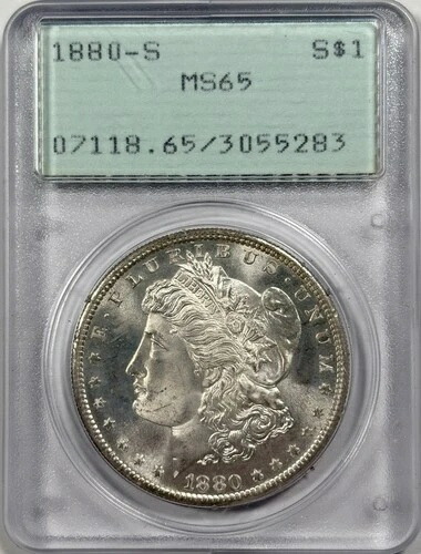 1880-S $1 MS65 モルガン銀貨 PCGS OGH ラトラーホルダー