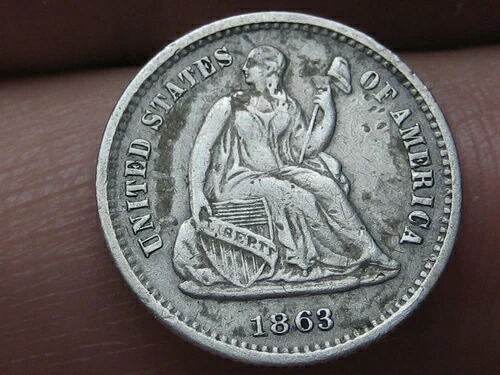 1863年 S シーテッド リバティ ハーフダイム - サンフランシスコ、XF 詳細