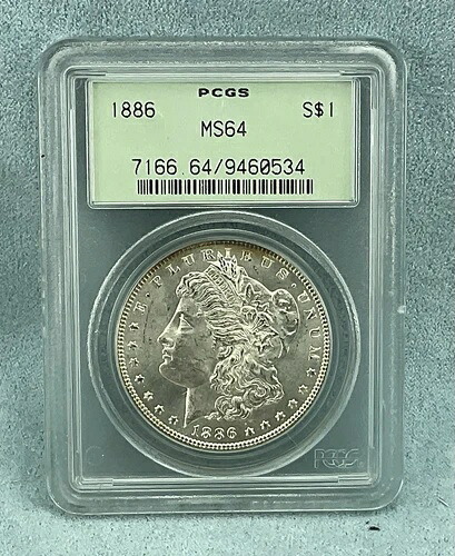 1886年 モルガン・ダラー 未流通 90% 銀貨 MS 64 PCGS (オリジナルトーン)