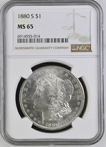 1880年 S モルガン銀貨 NGC MS-65