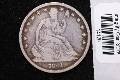 1841-O 着席型自由の女神像ハーフドル、チョイス・アイ・アピール、VF、店舗番号14120