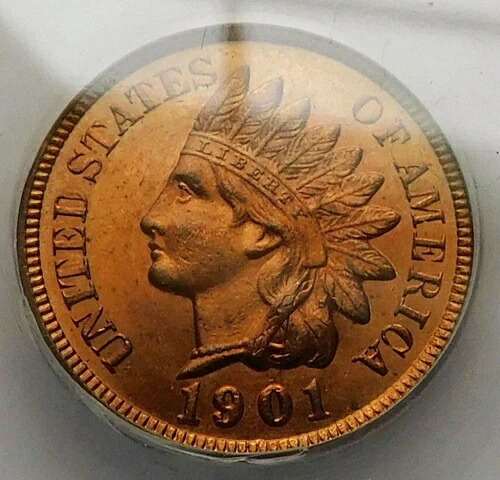 1901年インディアンヘッドセントジェムBUレッド、ペニー1セントコイン