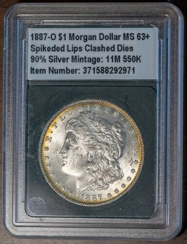 1887-O 銀製モルガン・ダラー BU Vam 36A スパイクリップスクラッシュダイス