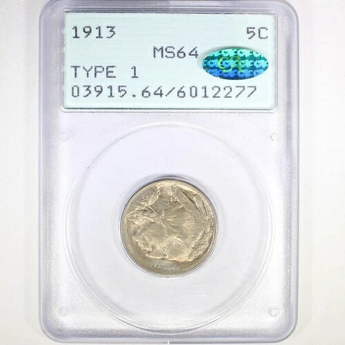 1913年 5C タイプ1 PCGS/CAC MS64 ラトラー - バッファローニッケル