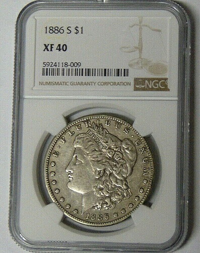 NGC XF40 1886-S モルガン銀貨キーサンフランシスコ造幣局コイン