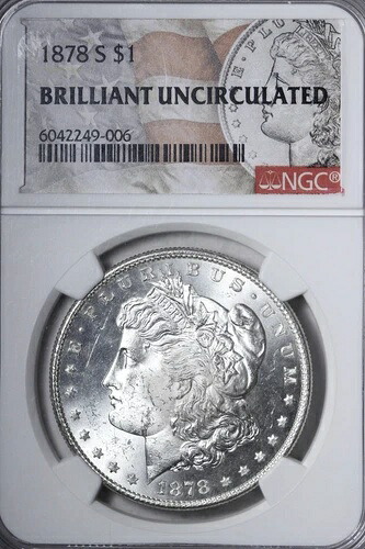 BU 1878-S モルガン銀貨 NGC ブリリアント 未流通 - 派手!! ビデオ WICRA