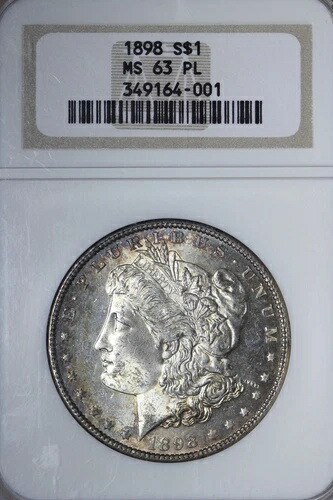 BU 1898 モルガン銀貨 NGC MS63 PL プルーフ調 YDCEX