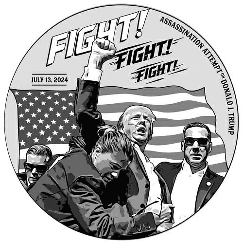 1オンス シルバー トランプ ラウンドコイン FIGHT FIGHT FIGHT 暗殺 MAGA 2024