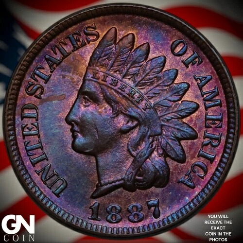 1887年カラーインディアンヘッドセントペニーA7222
