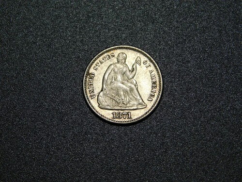 古い銀貨 1871年 自由の女神 着席像 1/2 ハーフダイム
