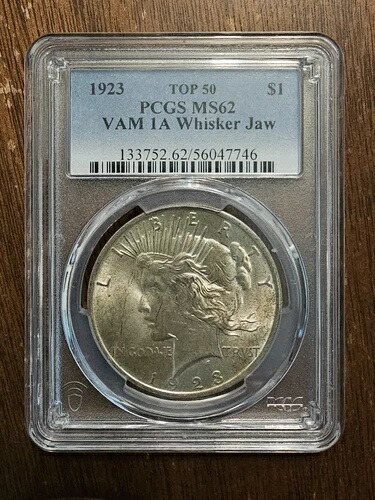 1923年ピースダラー PCGS MS63 ウィスカージョー VAM 1A 入手困難なVAM