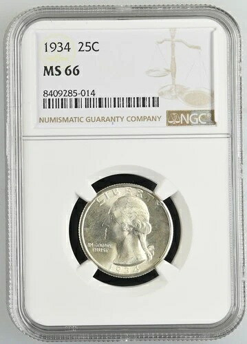 1934年ワシントンクォーター NGC MS-66