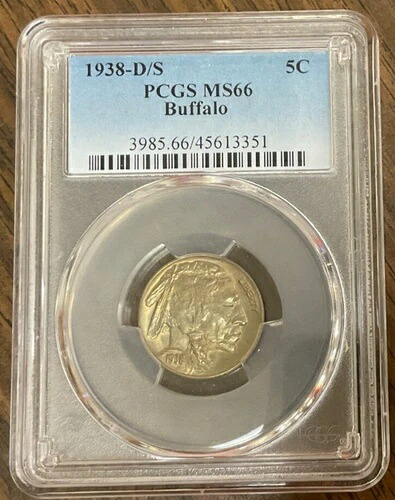 1938-D/S バッファロー ニッケル PCGS MS66. FS-511