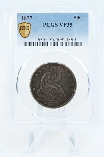 1877-P PCGS VF35 自由の女神像半ドル ビジネスストライク 50セント